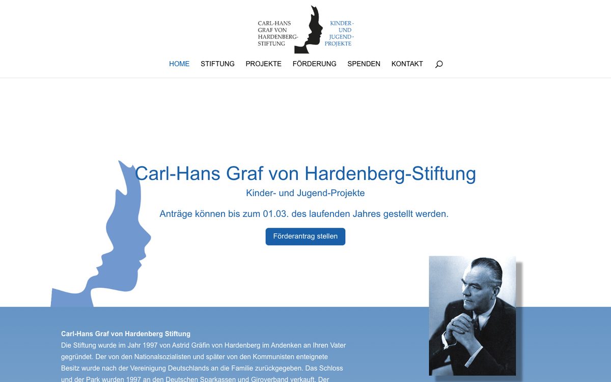 Startseite der Website Carl-Hans Graf von Hardenberg-Stiftung