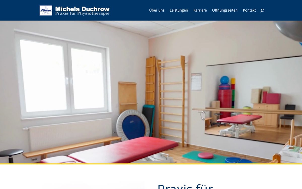 Startseite der Website Praxis für Physiotherapie Michela Duchrow