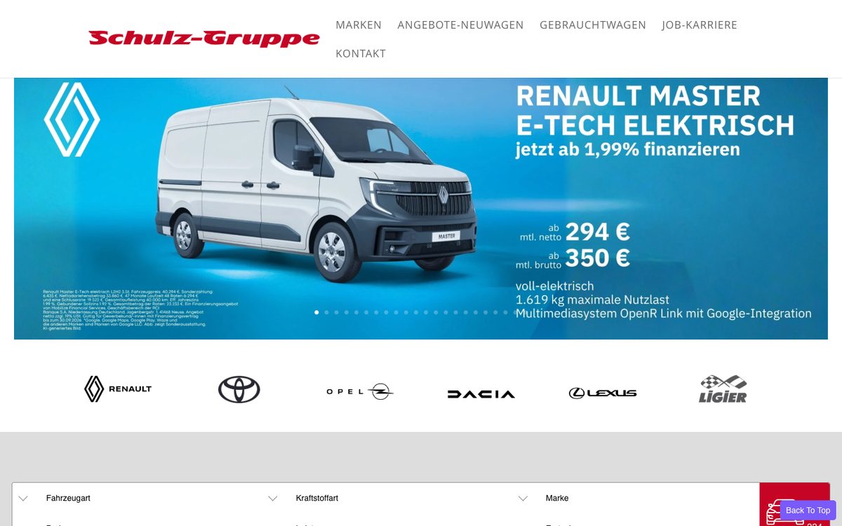 Schulz Gruppe – Website Startseite der Website Schulz Gruppe
